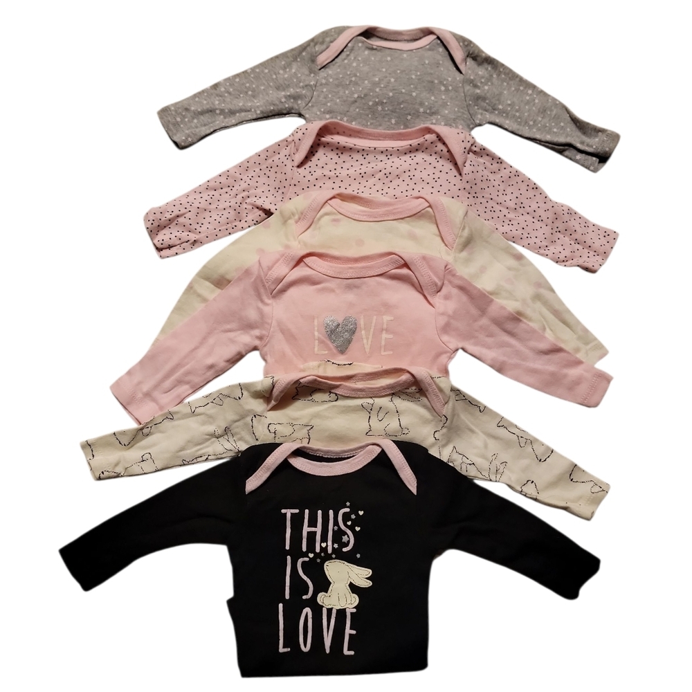 Gerber Bodysuits in Gray, Pink, Cream, and Black